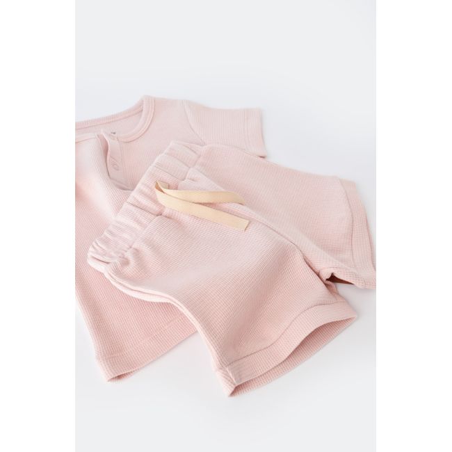 Set tricou cu panataloni scurti - 100% bumbac organic - Roz, Baby Cosy (Marime: 9-12 luni) JEMBC-CSYW1023-9