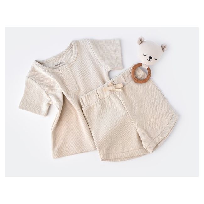 Set tricou cu panataloni scurti - 100% bumbac organic - Stone, Baby Cosy (Marime: 9-12 luni) JEMBC-CSYW1018-9