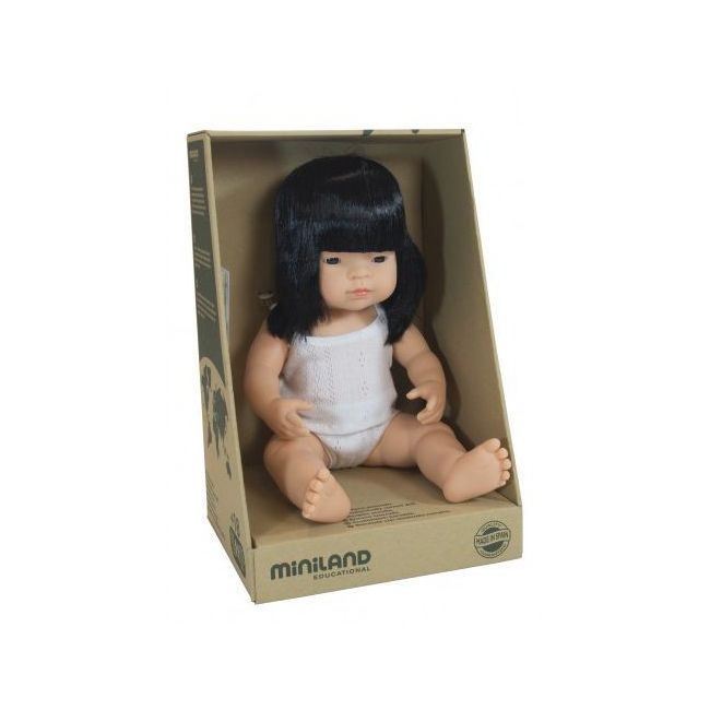 Papusa educationala 38 cm fetita asiatica purtatoare de ochelari - okeml31113