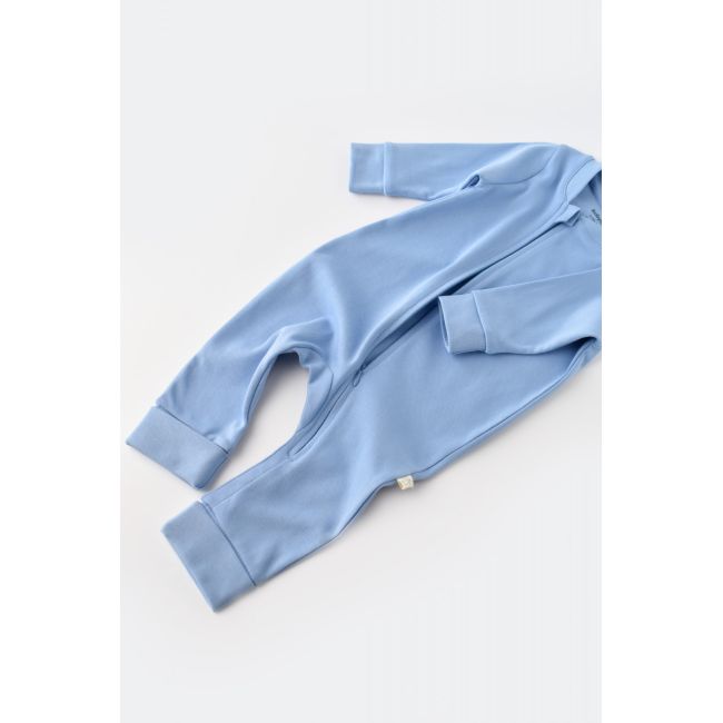 Salopeta cu fermoar cu maneca lunga si panataloni lungi - 100%bumbac organic - Bleu, (Marime: 3-6 Luni) JEMBC-CSY3037-3
