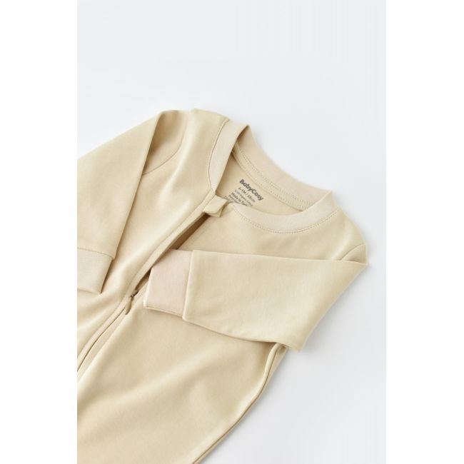 Salopeta cu fermoar cu maneca lunga si panataloni lungi - 100%bumbac organic - Crem, Baby Cosy (Marime: 12-18 Luni) JEMBC-CSY3033-12