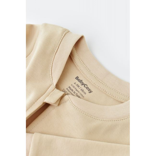 Salopeta cu fermoar cu maneca lunga si panataloni lungi - 100%bumbac organic - Crem, Baby Cosy (Marime: 18-24 Luni) JEMBC-CSY3033-18