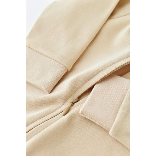 Salopeta cu fermoar cu maneca lunga si panataloni lungi - 100%bumbac organic - Crem, Baby Cosy (Marime: 3-6 Luni) JEMBC-CSY3033-3