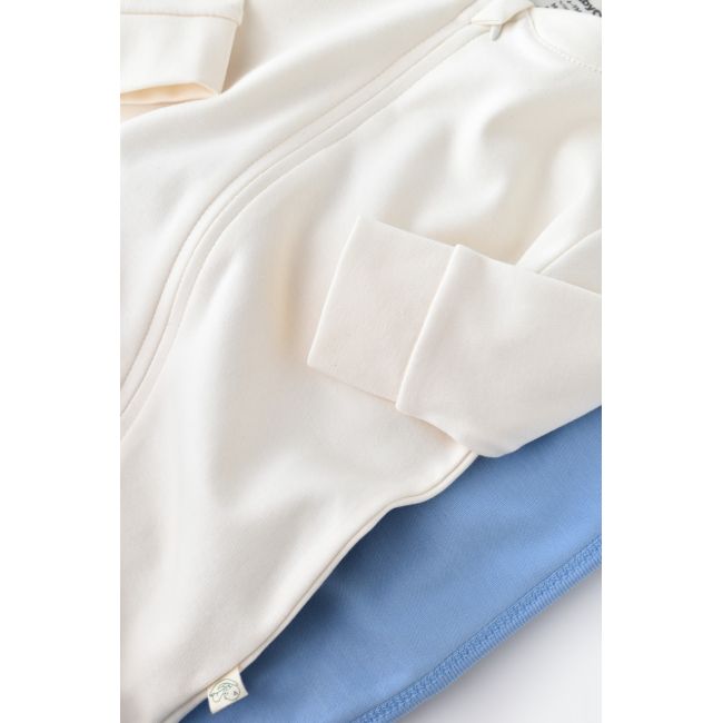 Salopeta cu fermoar cu maneca lunga si panataloni lungi - 100%bumbac organic - Ecru, Baby Cosy (Marime: 3-6 Luni) JEMBC-CSY3034-3