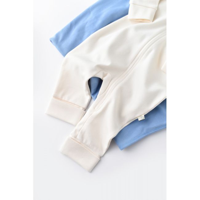 Salopeta cu fermoar cu maneca lunga si panataloni lungi - 100%bumbac organic - Ecru, Baby Cosy (Marime: 3-6 Luni) JEMBC-CSY3034-3