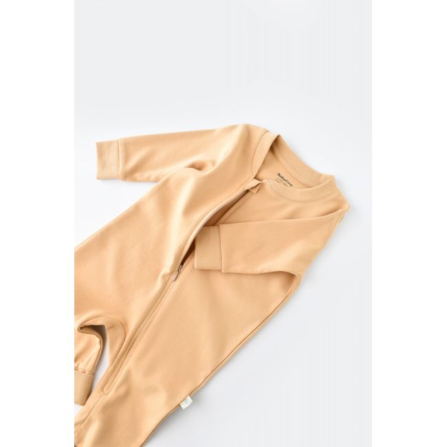 Salopeta cu fermoar cu maneca lunga si panataloni lungi - 100%bumbac organic - Mustar, Baby Cosy (Marime: 3-6 Luni) JEMBC-CSY3036-3