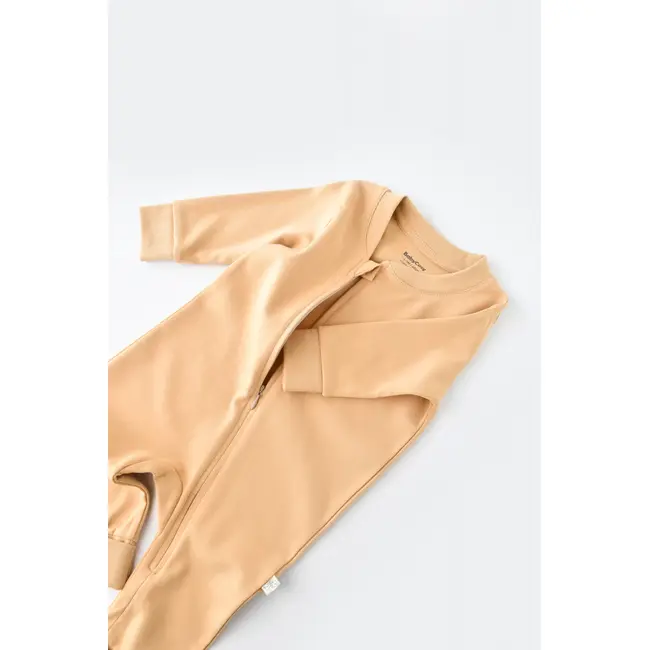 Salopeta cu fermoar cu maneca lunga si panataloni lungi - 100%bumbac organic - Mustar, Baby Cosy (Marime: 9-12 luni) JEMBC-CSY3036-9