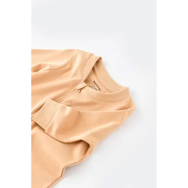 Salopeta cu fermoar cu maneca lunga si panataloni lungi - 100%bumbac organic - Mustar, Baby Cosy (Marime: 9-12 luni) JEMBC-CSY3036-9