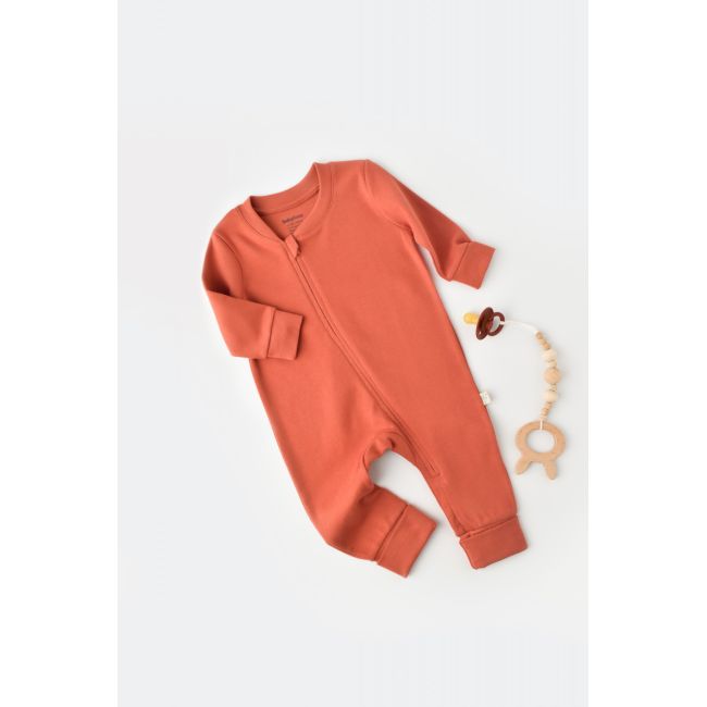 Salopeta cu fermoar cu maneca lunga si panataloni lungi - 100%bumbac organic - Scortisoara, Baby Cosy (Marime: 6-9 luni) JEMBC-CSY3035-6