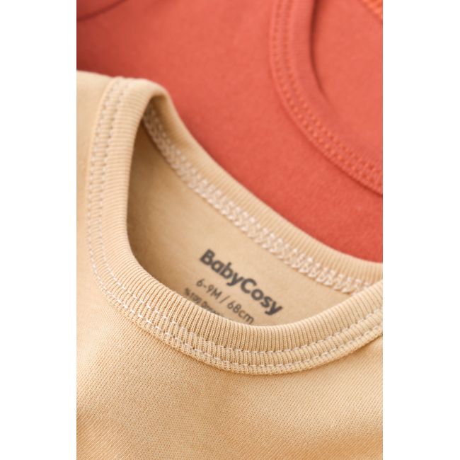 Set 2 body-uri cu maneca lunga bebe unisex -100% bumbac organic - Mustar/Scoartisoara, Baby Cosy (Marime: 3-6 Luni) JEMBC-CSY3026-3
