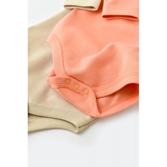 Set 2 body-uri cu maneca lunga bebe unisex -100% bumbac organic - Roz/Crem, Baby Cosy (Marime: 6-9 luni) JEMBC-CSY3025-6