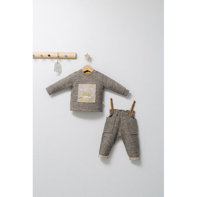 Set 2 piese cu bluzita si pantalonasi de iarna King, Tongs baby (Culoare: Verde, Marime: 6-9 luni) JEMtgs_4475_6