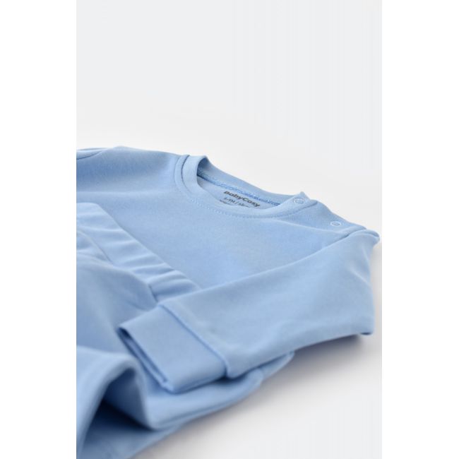 Set bluzita cu maneca lunga si panataloni lungi - bumbac organic 100% - Bleu, Baby Cosy (Marime: 3-6 Luni) JEMBC-CSY3031-3