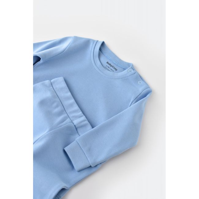 Set bluzita cu maneca lunga si panataloni lungi - bumbac organic 100% - Bleu, Baby Cosy (Marime: 3-6 Luni) JEMBC-CSY3031-3