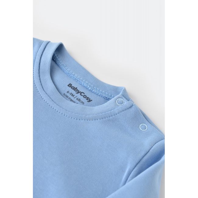 Set bluzita cu maneca lunga si panataloni lungi - bumbac organic 100% - Bleu, Baby Cosy (Marime: 6-9 luni) JEMBC-CSY3031-6