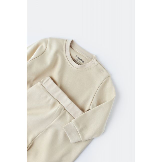 Set bluzita cu maneca lunga si panataloni lungi - bumbac organic 100% - Crem, Baby Cosy (Marime: 9-12 luni) JEMBC-CSY3027-9