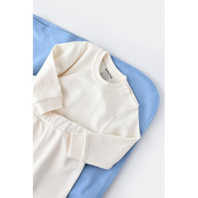 Set bluzita cu maneca lunga si panataloni lungi - bumbac organic 100% - Ecru, Baby Cosy (Marime: 18-24 Luni) JEMBC-CSY3028-18