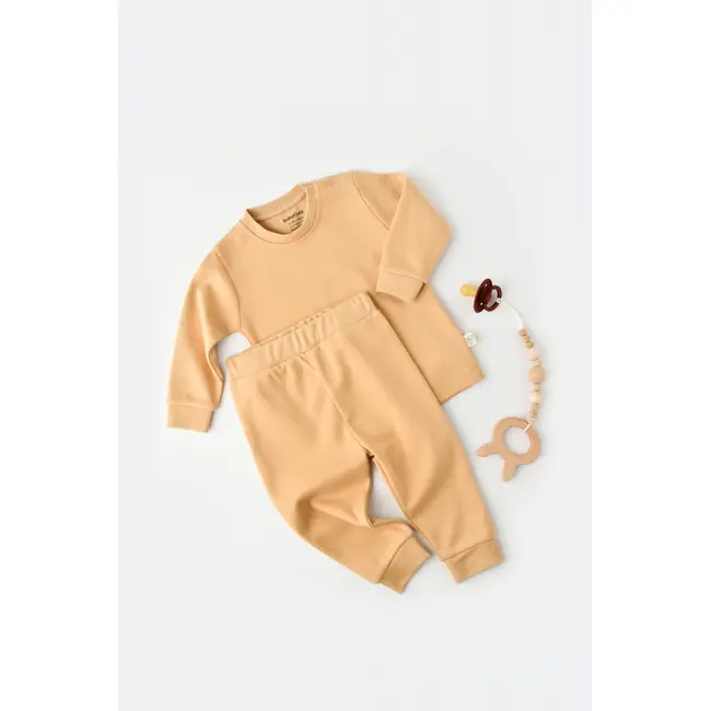 Set bluzita cu maneca lunga si panataloni lungi - bumbac organic 100% - Mustar, Baby Cosy (Marime: 6-9 luni) JEMBC-CSY3030-6