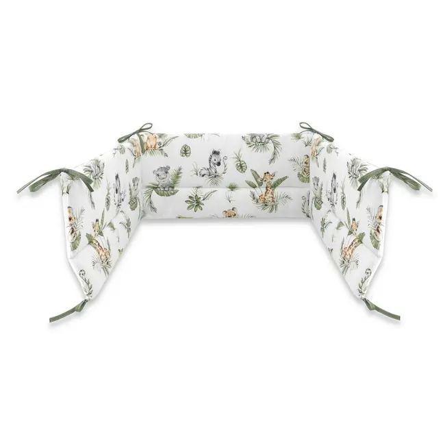 Qmini - Aparatoare pentru patut 140X70 cm, Din bumbac, 210x30 cm, Cu panglici, Safari BYN6426972015905