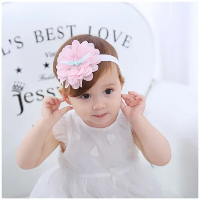 Bentita roz cu floare din tulle MDMY-FD-103