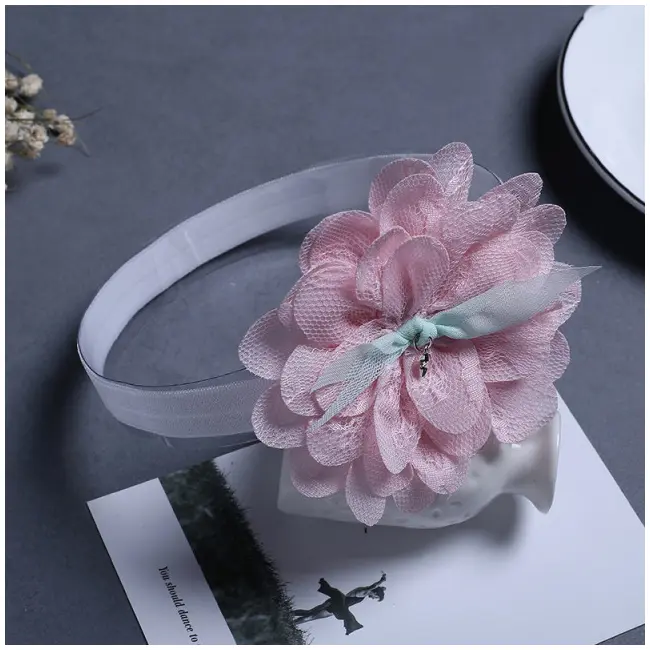 Bentita roz cu floare din tulle MDMY-FD-103