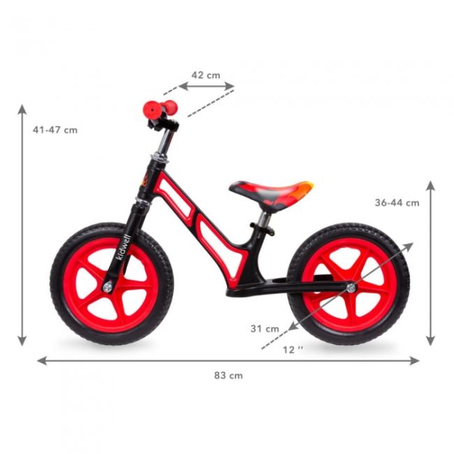 Bicicleta fara pedale cu cadru din magneziu kidwell comet - black red edeedirobicom01a2