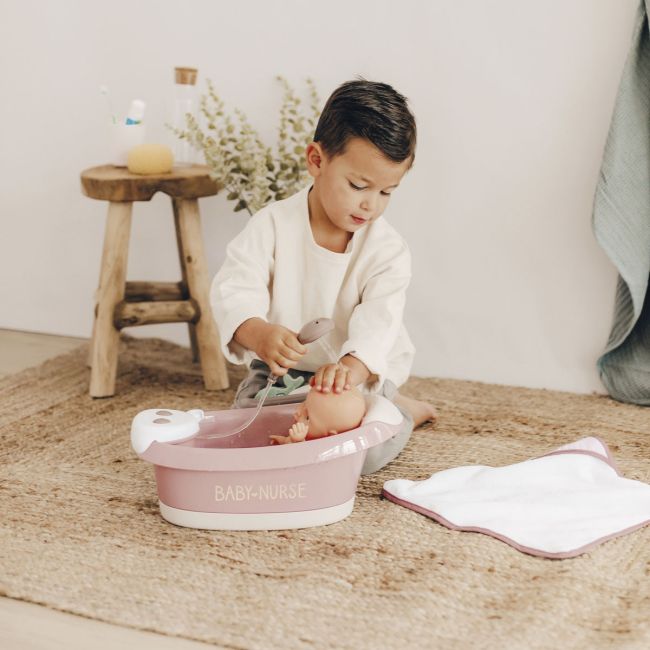 Cadita pentru papusa smoby baby nurse baleno bath roz cu accesorii hubs7600220368