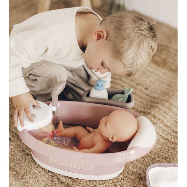 Cadita pentru papusa smoby baby nurse baleno bath roz cu accesorii hubs7600220368