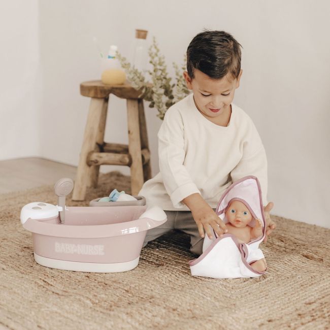 Cadita pentru papusa smoby baby nurse baleno bath roz cu accesorii hubs7600220368