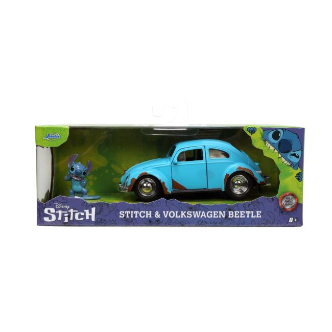 JADA SET MASINUTA METALICA VOLKSWAGEN BETTLE SCARA 1:32 SI FIGURINA METALICA STITCH VIV253073001