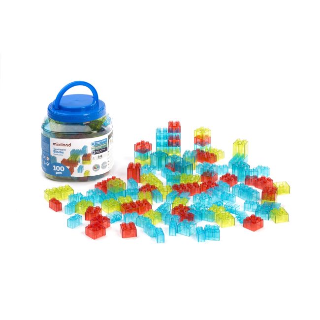 Joc de constructii cu 100 piese translucide - okeml32162