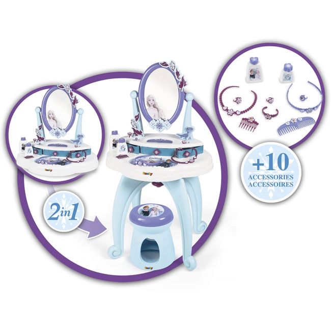 Jucarie smoby masuta de machiaj frozen hairdresser 2 in 1 hubs7600320244