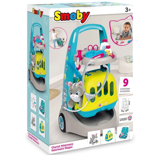 Jucarie smoby set veterinar cu carucior si pisica hubs7600340402