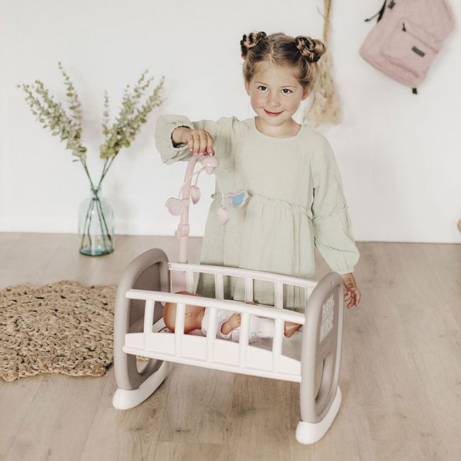 Leagan pentru papusa smoby baby nurse maro cu carusel hubs7600220372