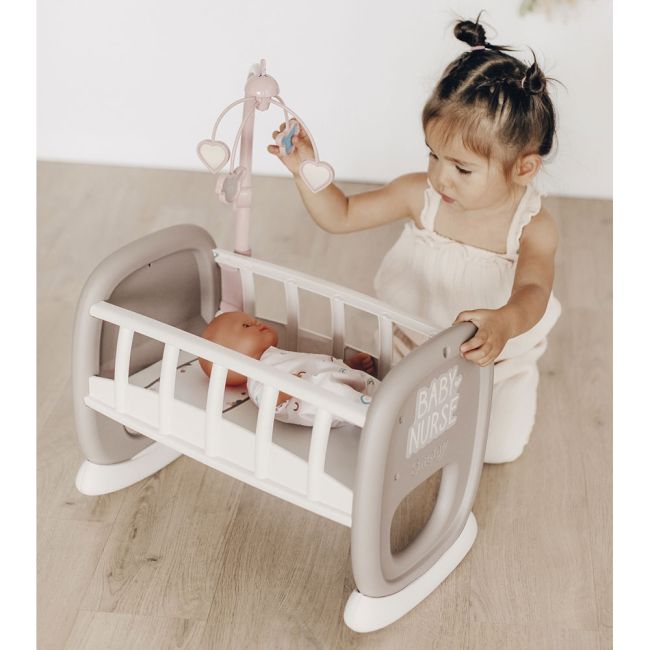 Leagan pentru papusa smoby baby nurse maro cu carusel hubs7600220372