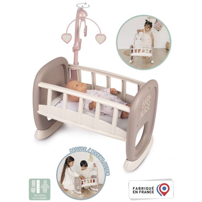 Leagan pentru papusa smoby baby nurse maro cu carusel hubs7600220372