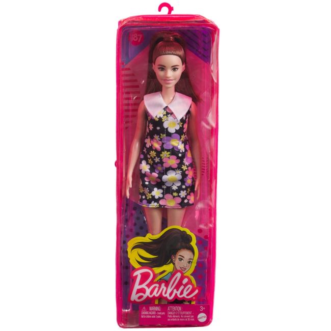PAPUSA BARBIE FASHIONISTA SATENA CU ROCHIE CU IMPRIMEU FLORAL VIVMTFBR37_HBV19