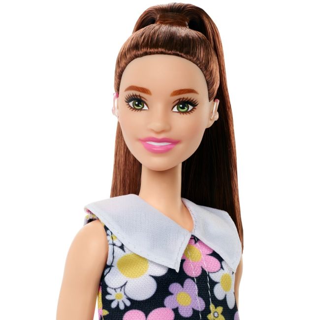 PAPUSA BARBIE FASHIONISTA SATENA CU ROCHIE CU IMPRIMEU FLORAL VIVMTFBR37_HBV19