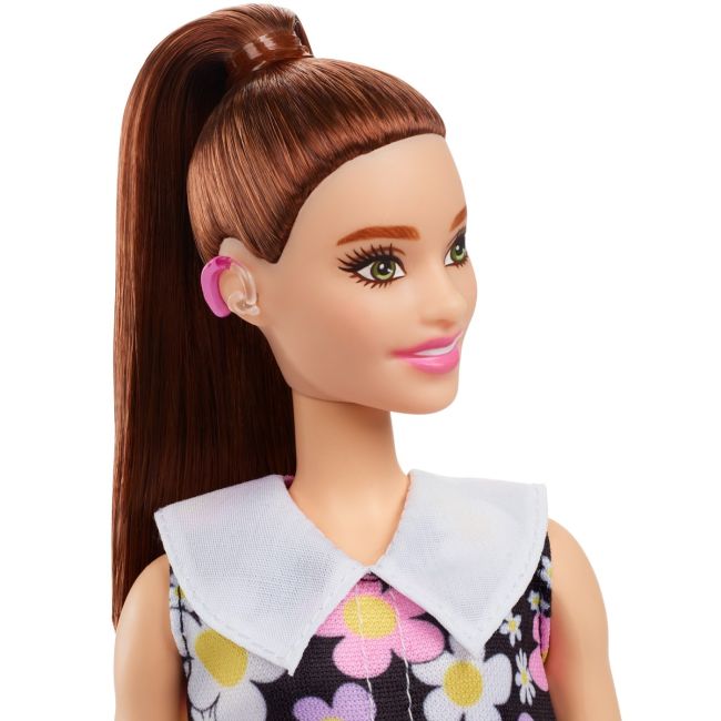 PAPUSA BARBIE FASHIONISTA SATENA CU ROCHIE CU IMPRIMEU FLORAL VIVMTFBR37_HBV19