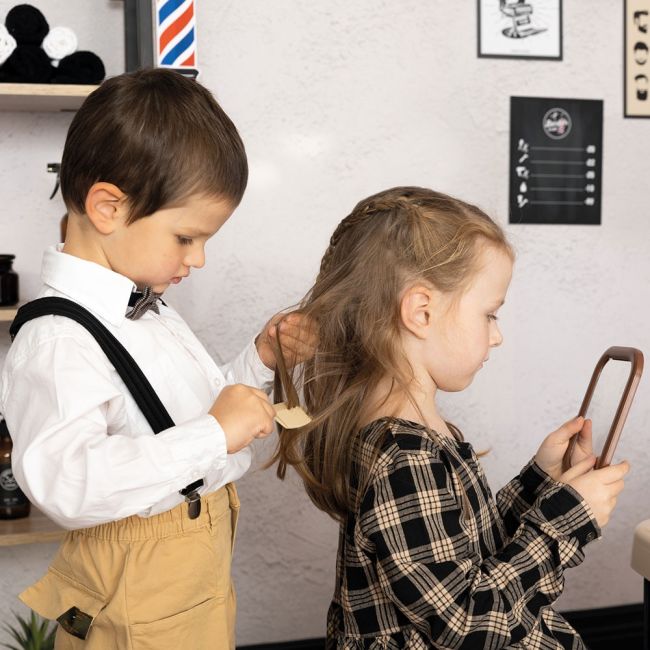Salon coafura pentru copii smoby barber shop, barber and cut negru hubs7600320243