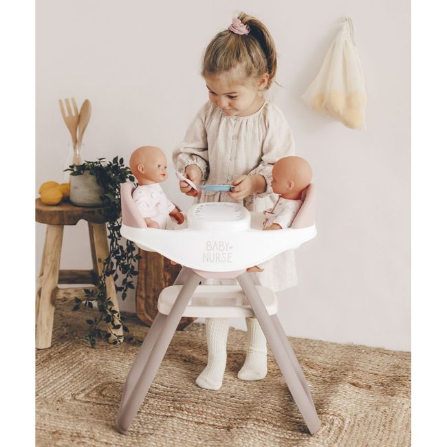 Scaun de masa pentru papusi smoby baby nurse twin 2 in 1 maro hubs7600220371
