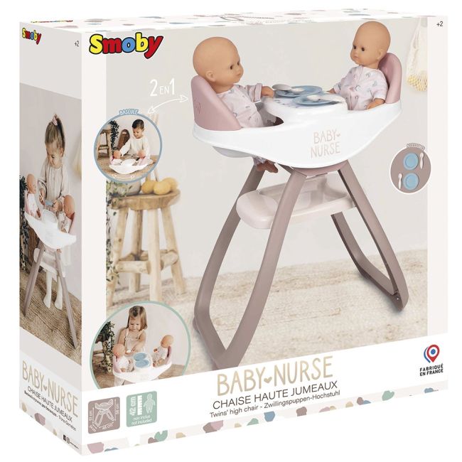Scaun de masa pentru papusi smoby baby nurse twin 2 in 1 maro hubs7600220371