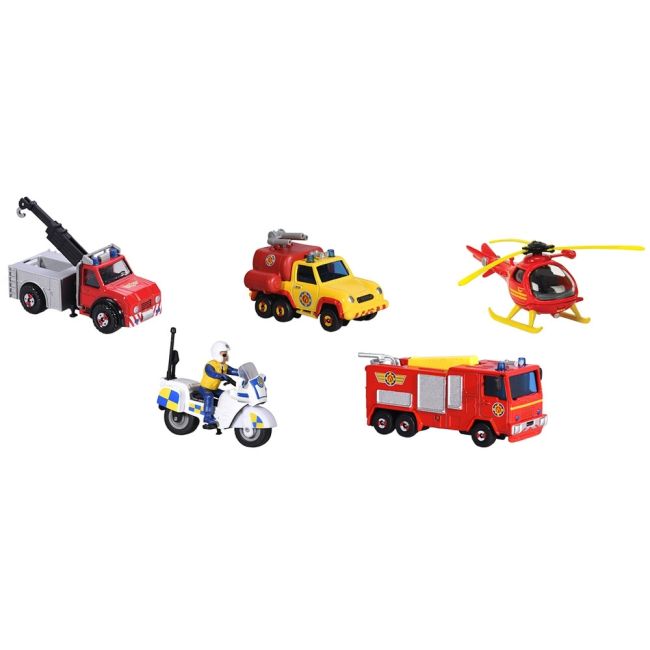 Set jada toys fireman sam 5 pack cu 4 masinute,1 elicopter si 1 figurina hubs203094007