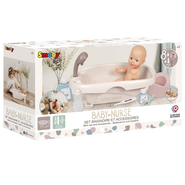 Set smoby baby nurse cadita, olita si accesorii pentru papusi hubs7600220366