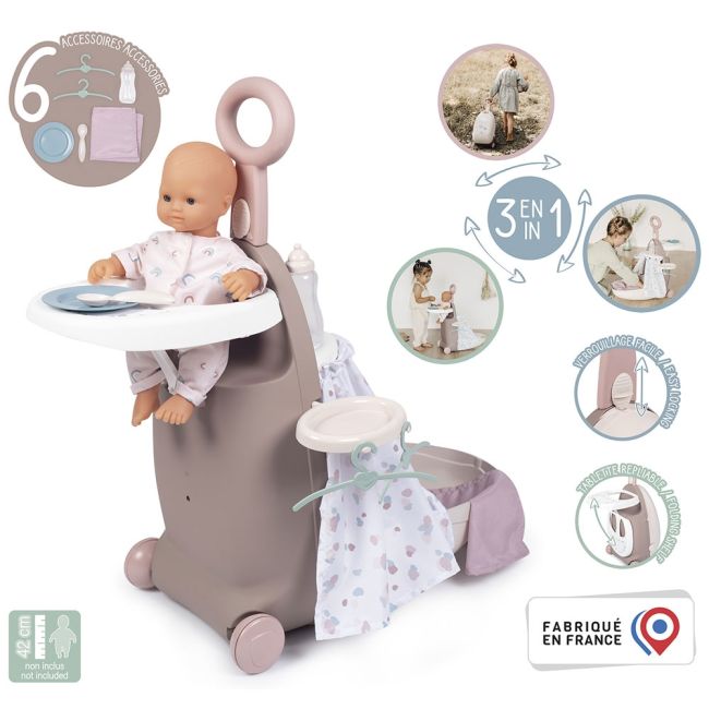 Valiza multifunctionala pentru papusi smoby baby nurse 3 in 1 maro hubs7600220374
