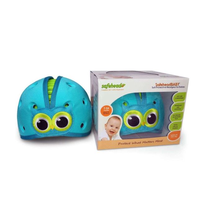 Casca protectie bebelusi cu spuma flexibila, ultrausoara, reglabila, 7-24 luni, albastra, SafeHeadBaby Owl, SHB002