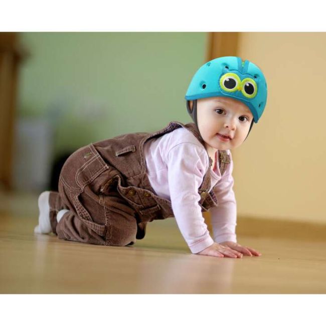 Casca protectie bebelusi cu spuma flexibila, ultrausoara, reglabila, 7-24 luni, albastra, SafeHeadBaby Owl, SHB002