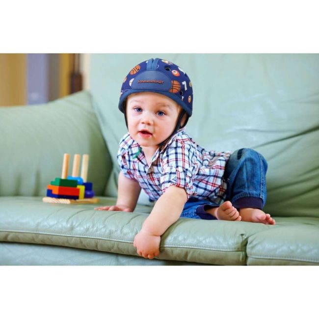 Casca protectie bebelusi cu spuma flexibila, ultrausoara, reglabila, 7-24 luni, albastra, SafeHeadBaby Sporty, SHB004