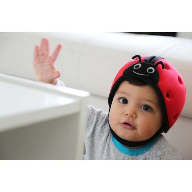 Casca protectie bebelusi cu spuma flexibila, ultrausoara, reglabila, 7-24 luni, rosie, SafeHeadBaby Ladybird, SHB001