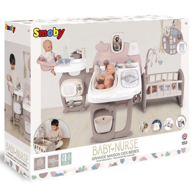 Centru de ingrijire pentru papusi smoby baby nurse doll`s play center maro cu 23 accesorii hubs7600220376